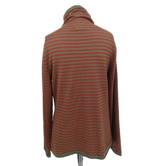 Duluth Trading S'no Sweat Mock Neck Sweater Size M Shirt Stripe Orange Stretch - Picture 7 of 12